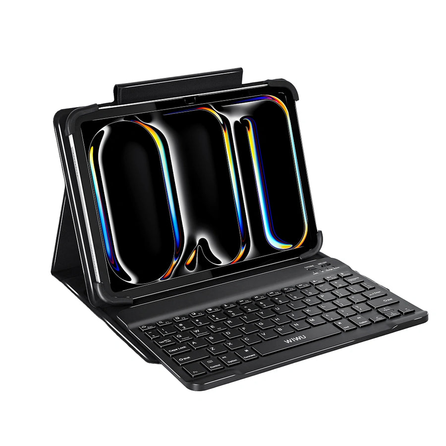 WiWU W-UK001 Universal Bluetooth Keyboard Case Leather Case Stand 9-11 inch (English & Arabic)