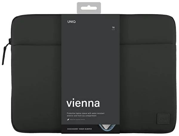 UNIQ VIENNA PROTECTIVE RPET FABRIC LAPTOP SLEEVE (UP TO 16”) - (MIDNIGHT BLACK)