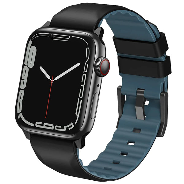 UNIQ LINUS AIROSOFT SILICONE APPLE WATCH STRAP 49/45/44/42MM - MIDNIGHT BLACK (BLACK)
